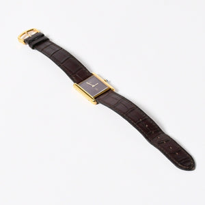 極美品 CARTIER カルティエ TANK LM VERMEIL マストタンク LM ヴェルメイユ 腕時計 1975713 GP レザー ボルドー文字盤 手巻き 中古 4a006044