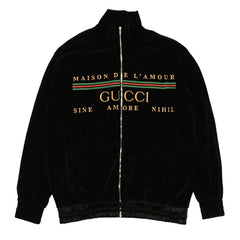 GUCCI グッチ オーバーサイズ ベロア ジャケット ブルゾン 2020SS ロゴ サイズ L ブラック 595533 美品 中古 4a006350