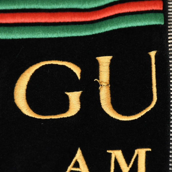 GUCCI グッチ オーバーサイズ ベロア ジャケット ブルゾン 2020SS ロゴ サイズ L ブラック 595533 美品 中古 4a006350