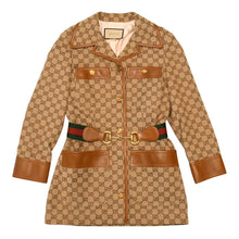 画像をギャラリービューアに読み込む, GUCCI グッチ ジャケット GGキャンバス GGボタン ジャケット ウェブストライプ アウター キャラメル ブラウン サイズ36 美品 中古 4a006347