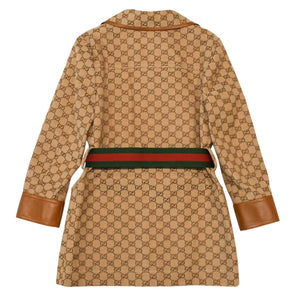 GUCCI グッチ ジャケット GGキャンバス GGボタン ジャケット ウェブストライプ アウター キャラメル ブラウン サイズ36 美品 中古 4a006347