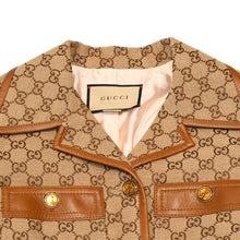 画像をギャラリービューアに読み込む, GUCCI グッチ ジャケット GGキャンバス GGボタン ジャケット ウェブストライプ アウター キャラメル ブラウン サイズ36 美品 中古 4a006347