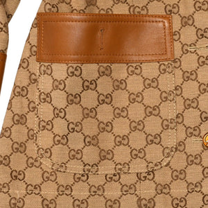 GUCCI グッチ ジャケット GGキャンバス GGボタン ジャケット ウェブストライプ アウター キャラメル ブラウン サイズ36 美品 中古 4a006347