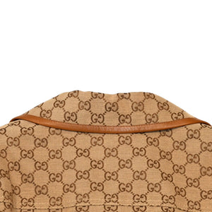 GUCCI グッチ ジャケット GGキャンバス GGボタン ジャケット ウェブストライプ アウター キャラメル ブラウン サイズ36 美品 中古 4a006347
