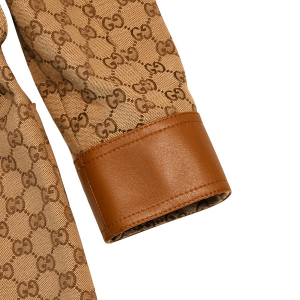 GUCCI グッチ ジャケット GGキャンバス GGボタン ジャケット ウェブストライプ アウター キャラメル ブラウン サイズ36 美品 中古 4a006347