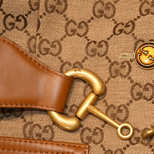 GUCCI グッチ ジャケット GGキャンバス GGボタン ジャケット ウェブストライプ アウター キャラメル ブラウン サイズ36 美品 中古 4a006347