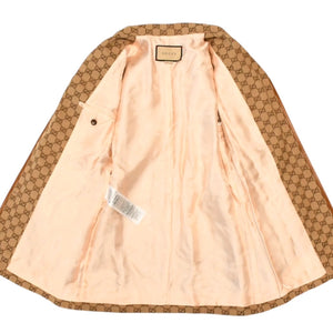 GUCCI グッチ ジャケット GGキャンバス GGボタン ジャケット ウェブストライプ アウター キャラメル ブラウン サイズ36 美品 中古 4a006347