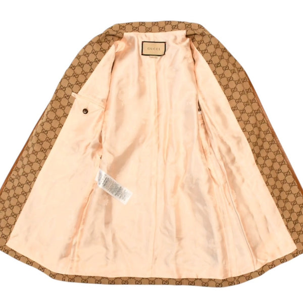 GUCCI グッチ ジャケット GGキャンバス GGボタン ジャケット ウェブストライプ アウター キャラメル ブラウン サイズ36 美品 中古 4a006347
