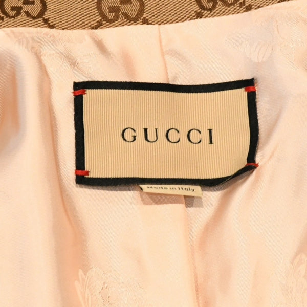 GUCCI グッチ ジャケット GGキャンバス GGボタン ジャケット ウェブストライプ アウター キャラメル ブラウン サイズ36 美品 中古 4a006347