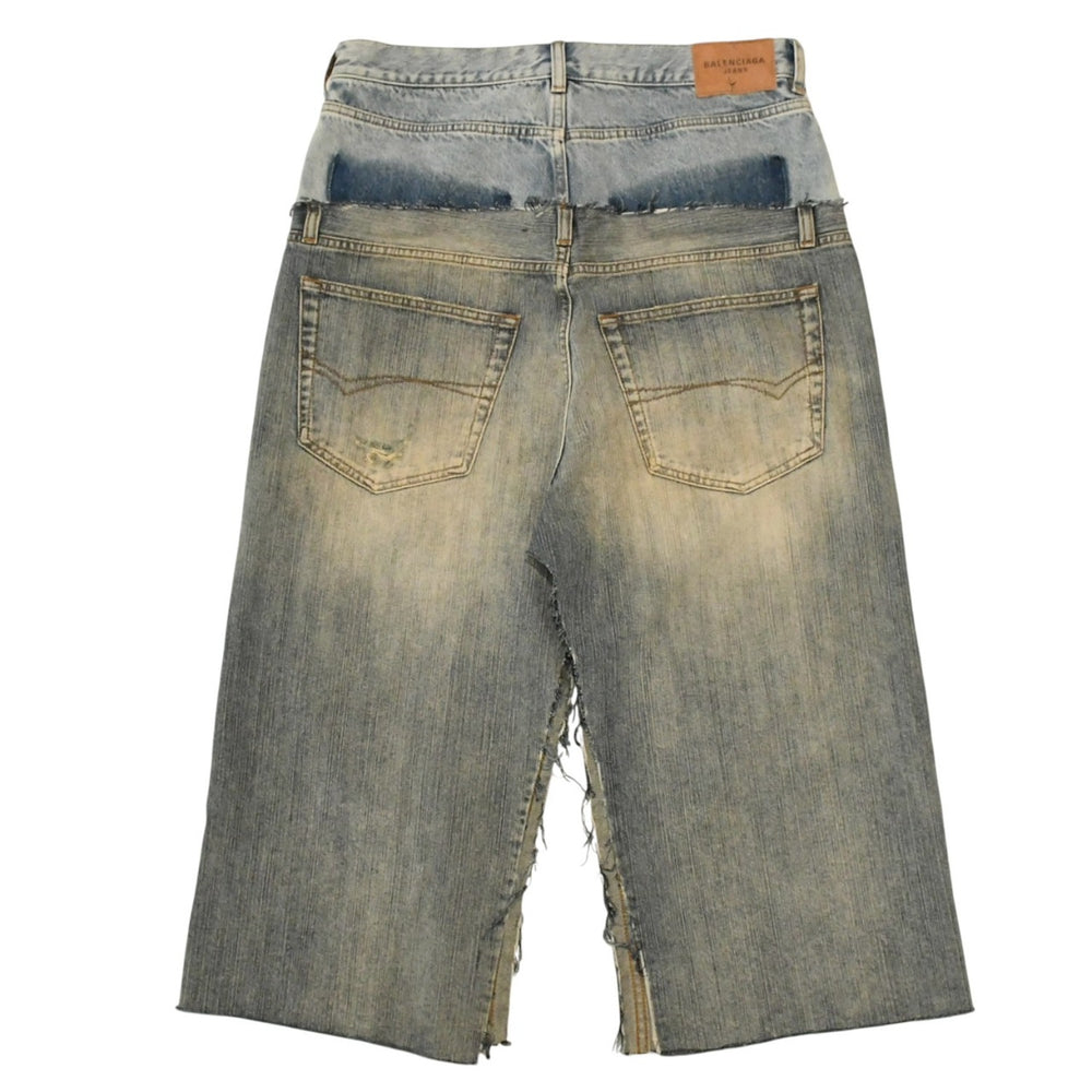 極美品 BALENCIGA バレンシアガ カットアップ バギー パンツ スカート デニムスカート ブルー サイズ40 中古 4a006359