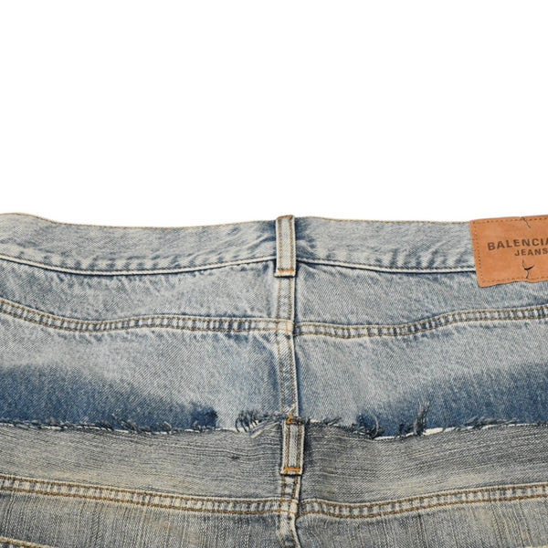 極美品 BALENCIGA バレンシアガ カットアップ バギー パンツ スカート デニムスカート ブルー サイズ40 中古 4a006359