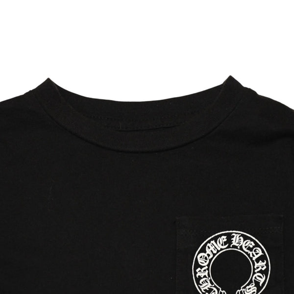 CHROME HEARTS クロムハーツ ホースシュー ヘアリー クロス ロングTシャツ キッズ コットン ブラック サイズ2T 美品 中古 4a006245