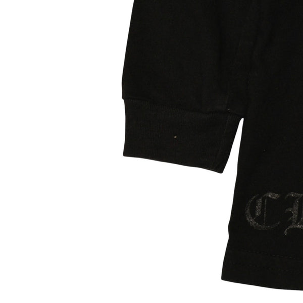 CHROME HEARTS クロムハーツ ホースシュー ヘアリー クロス ロングTシャツ キッズ コットン ブラック サイズ2T 美品 中古 4a006245