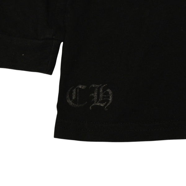 CHROME HEARTS クロムハーツ ホースシュー ヘアリー クロス ロングTシャツ キッズ コットン ブラック サイズ2T 美品 中古 4a006245