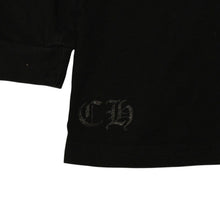 Load the image into the gallery viewer. CHROME HEARTS クロムハーツ ホースシュー ヘアリー クロス ロングTシャツ キッズ コットン ブラック サイズ2T 美品 中古 4a006245