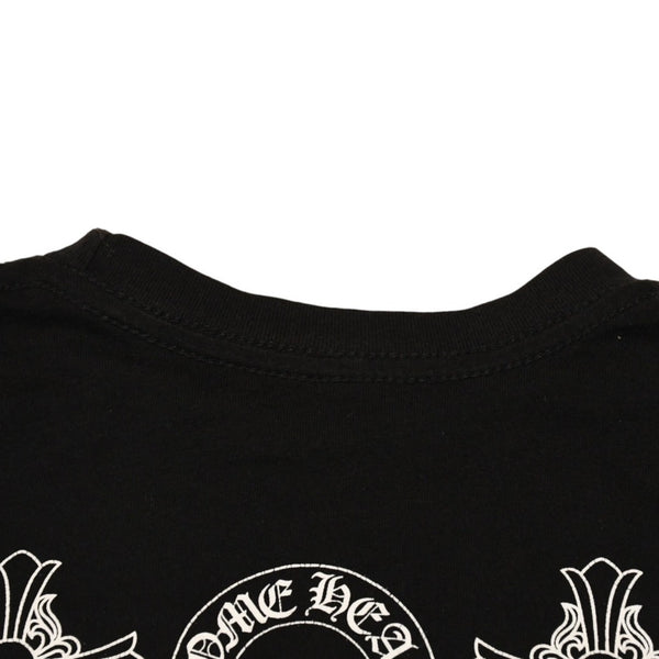CHROME HEARTS クロムハーツ ホースシュー ヘアリー クロス ロングTシャツ キッズ コットン ブラック サイズ2T 美品 中古 4a006245