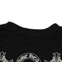 Load the image into the gallery viewer. CHROME HEARTS クロムハーツ ホースシュー ヘアリー クロス ロングTシャツ キッズ コットン ブラック サイズ2T 美品 中古 4a006245