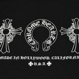 CHROME HEARTS クロムハーツ ホースシュー ヘアリー クロス ロングTシャツ キッズ コットン ブラック サイズ2T 美品 中古 4a006245