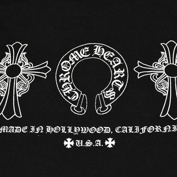 CHROME HEARTS クロムハーツ ホースシュー ヘアリー クロス ロングTシャツ キッズ コットン ブラック サイズ2T 美品 中古 4a006245