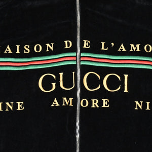 GUCCI グッチ オーバーサイズ ベロア ジャケット ブルゾン 2020SS ロゴ サイズ L ブラック 595533 美品 中古 4a006350