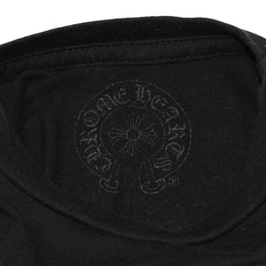 CHROME HEARTS クロムハーツ ホースシュー ヘアリー クロス ロングTシャツ キッズ コットン ブラック サイズ2T 美品 中古 4a006245