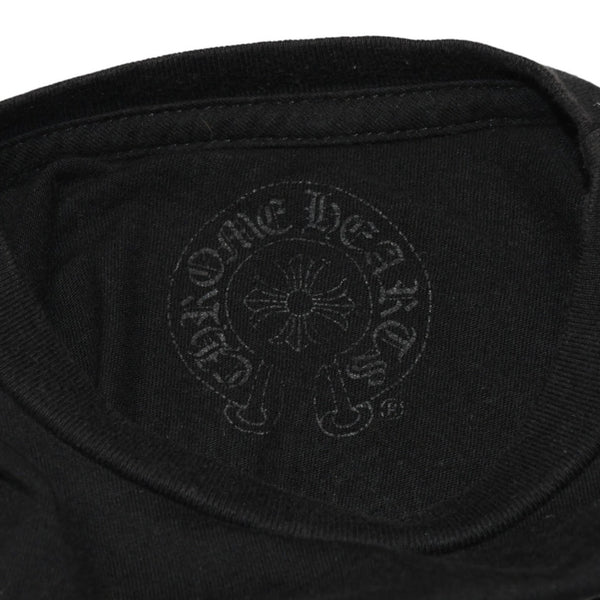 CHROME HEARTS クロムハーツ ホースシュー ヘアリー クロス ロングTシャツ キッズ コットン ブラック サイズ2T 美品 中古 4a006245