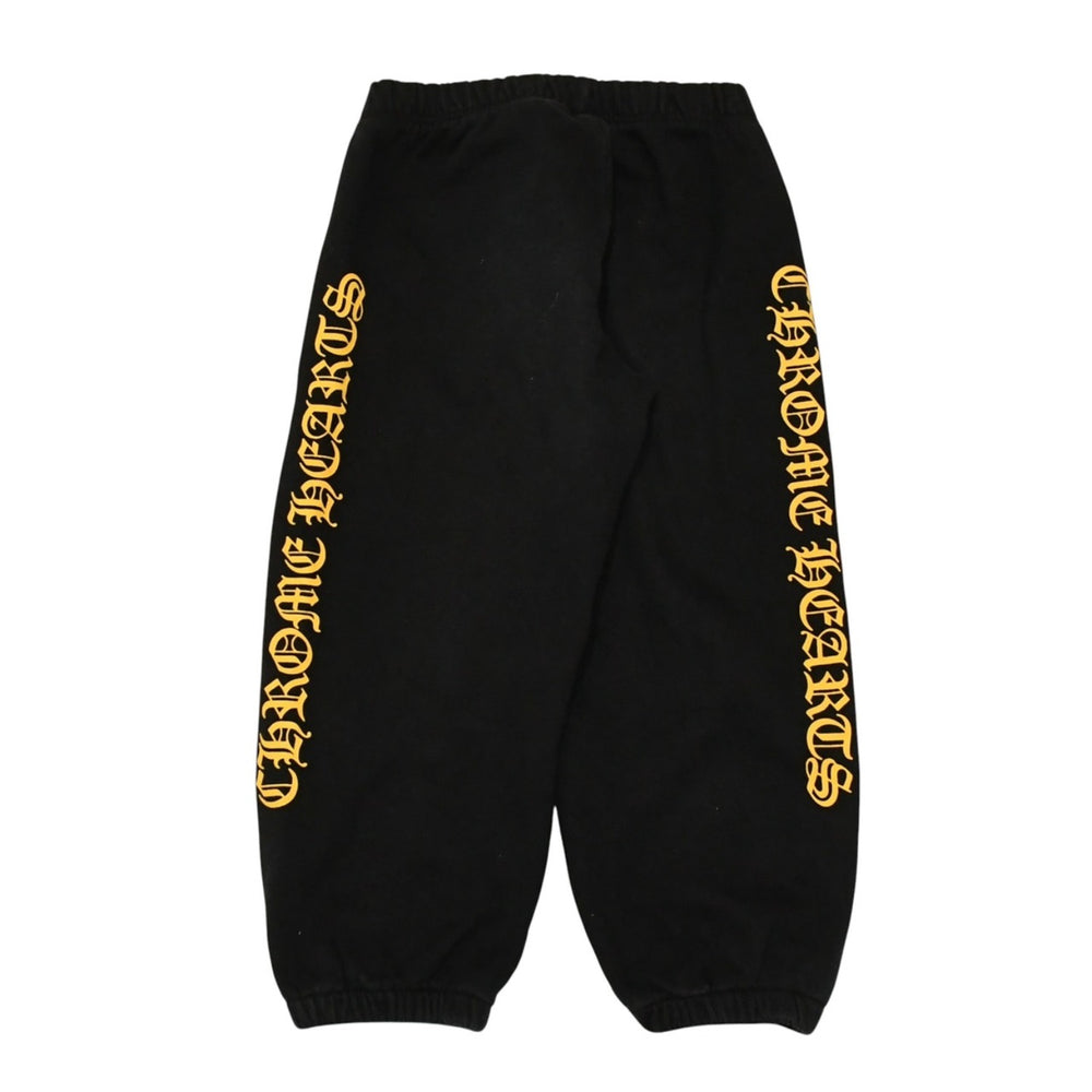 CHROME HEARTS クロムハーツ Side Logo Sweat Pants サイドロゴプリント スウェットパンツ ブラック イエロー サイズ4T 美品 中古 4a006246