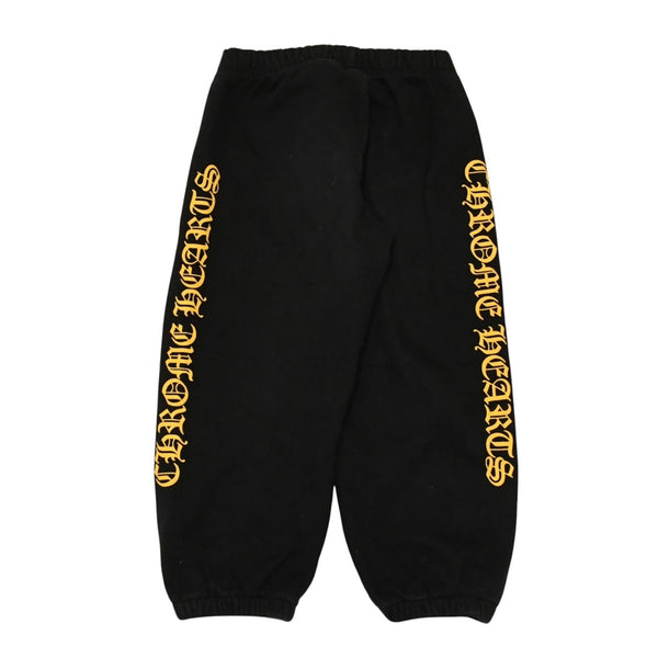 CHROME HEARTS クロムハーツ Side Logo Sweat Pants サイドロゴプリント スウェットパンツ ブラック イエロー サイズ4T 美品 中古 4a006246