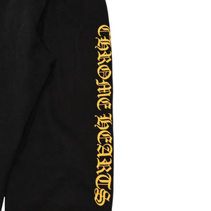 CHROME HEARTS クロムハーツ Side Logo Sweat Pants サイドロゴプリント スウェットパンツ ブラック イエロー サイズ4T 美品 中古 4a006246