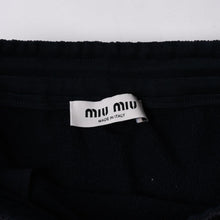 画像をギャラリービューアに読み込む, 極美品 MIU MIU ミュウミュウ コットンフリース ミニスカート MJD226 ネイビー レディース ロゴパッチ シルバー金具 中古 4a006357