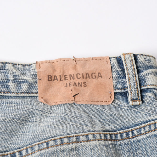 極美品 BALENCIAGA バレンシアガ バギー ワイドレッグデニムパンツ 809360 TNW65 5760 インディゴブルー ジーンズ ブロンズ金具 中古 4a006358