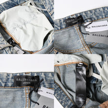 画像をギャラリービューアに読み込む, 極美品 BALENCIAGA バレンシアガ バギー ワイドレッグデニムパンツ 809360 TNW65 5760 インディゴブルー ジーンズ ブロンズ金具 中古 4a006358