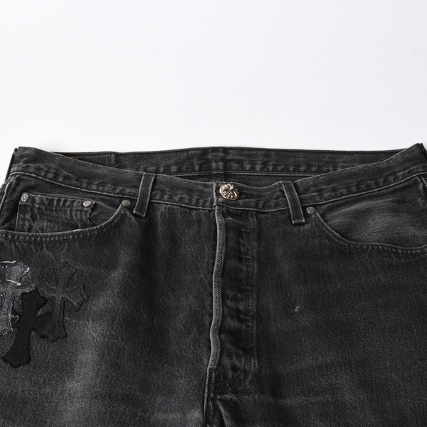 極美品 CHROME HEARTS クロムハーツ Levi's リーバイス 501 デニム ブラック クロスパッチ ラージクロス スモールクロス サイズ34 中古 4a006484
