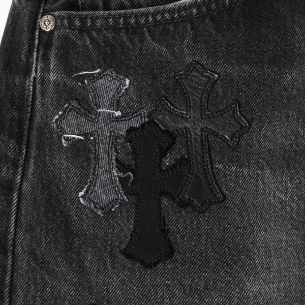 極美品 CHROME HEARTS クロムハーツ Levi's リーバイス 501 デニム ブラック クロスパッチ ラージクロス スモールクロス サイズ34 中古 4a006484