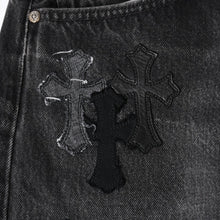 画像をギャラリービューアに読み込む, 極美品 CHROME HEARTS クロムハーツ Levi's リーバイス 501 デニム ブラック クロスパッチ ラージクロス スモールクロス サイズ34 中古 4a006484