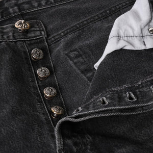 極美品 CHROME HEARTS クロムハーツ Levi's リーバイス 501 デニム ブラック クロスパッチ ラージクロス スモールクロス サイズ34 中古 4a006484