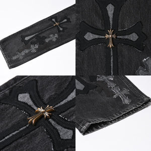 極美品 CHROME HEARTS クロムハーツ Levi's リーバイス 501 デニム ブラック クロスパッチ ラージクロス スモールクロス サイズ34 中古 4a006484