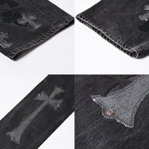 極美品 CHROME HEARTS クロムハーツ Levi's リーバイス 501 デニム ブラック クロスパッチ ラージクロス スモールクロス サイズ34 中古 4a006484