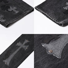 画像をギャラリービューアに読み込む, 極美品 CHROME HEARTS クロムハーツ Levi's リーバイス 501 デニム ブラック クロスパッチ ラージクロス スモールクロス サイズ34 中古 4a006484