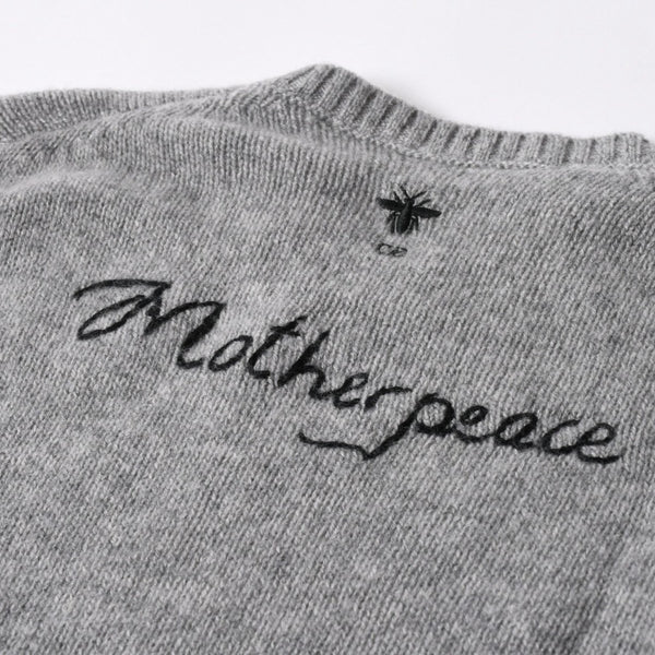 CHIRSTIAN DIOR Christian Dior 5 Swords Cashmere Sweater 8C24567ZL104 Maria Grazia Chiuri Pentagram Bee Embroidery Gray Yellow Good Condition Used 4a006391