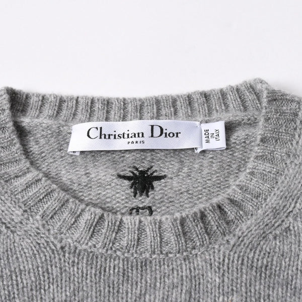 CHIRSTIAN DIOR Christian Dior 5 Swords Cashmere Sweater 8C24567ZL104 Maria Grazia Chiuri Pentagram Bee Embroidery Gray Yellow Good Condition Used 4a006391