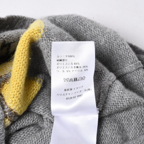 CHIRSTIAN DIOR Christian Dior 5 Swords Cashmere Sweater 8C24567ZL104 Maria Grazia Chiuri Pentagram Bee Embroidery Gray Yellow Good Condition Used 4a006391