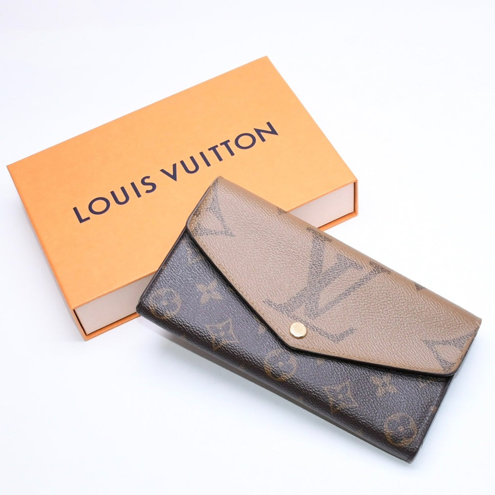 LOUIS VUITTON ルイヴィトン ポルトフォイユ サラ M80726 長財布 ロングウォレット ブラウン モノグラムキャンバス ジャイアントリバースキャンバス 良品 中古 4a006183