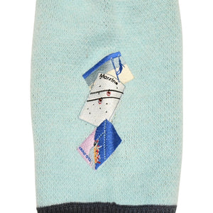 極美品 HOUSE OF ERRORS ハウスオブエラー ハーフボタン付きスキー柄ニットセーター Mサイズ ベージュ ネイビー ライトブルー 中古 4a006295