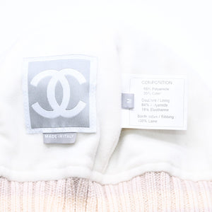 極美品 CHANEL シャネル スポーツライン ココマーク ニット帽 ジェニー愛用 ライトブルー系 サイズM 中古 4a006371