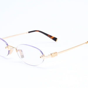 極美品 MIU MIU ミュウミュウ 眼鏡 メガネ アイウェア オーバル型 リムレスサングラス SMUA54 サイズ51◻︎20 中古 4a006475