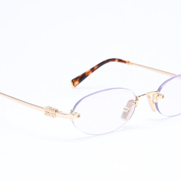 極美品 MIU MIU ミュウミュウ 眼鏡 メガネ アイウェア オーバル型 リムレスサングラス SMUA54 サイズ51◻︎20 中古 4a006475