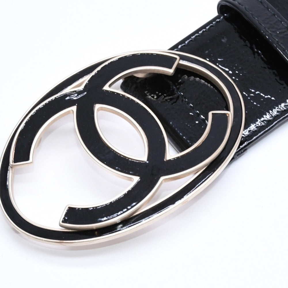 新品同様品 CHANEL シャネル ココマーク バックル レザーベルト 04P刻印 メタルフレーム 小物 アクセサリー ブラック 中古 4a006369