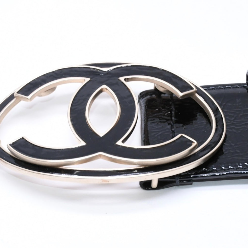 新品同様品 CHANEL シャネル ココマーク バックル レザーベルト 04P刻印 メタルフレーム 小物 アクセサリー ブラック 中古 4a006369