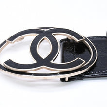 画像をギャラリービューアに読み込む, 新品同様品 CHANEL シャネル ココマーク バックル レザーベルト 04P刻印 メタルフレーム 小物 アクセサリー ブラック 中古 4a006369